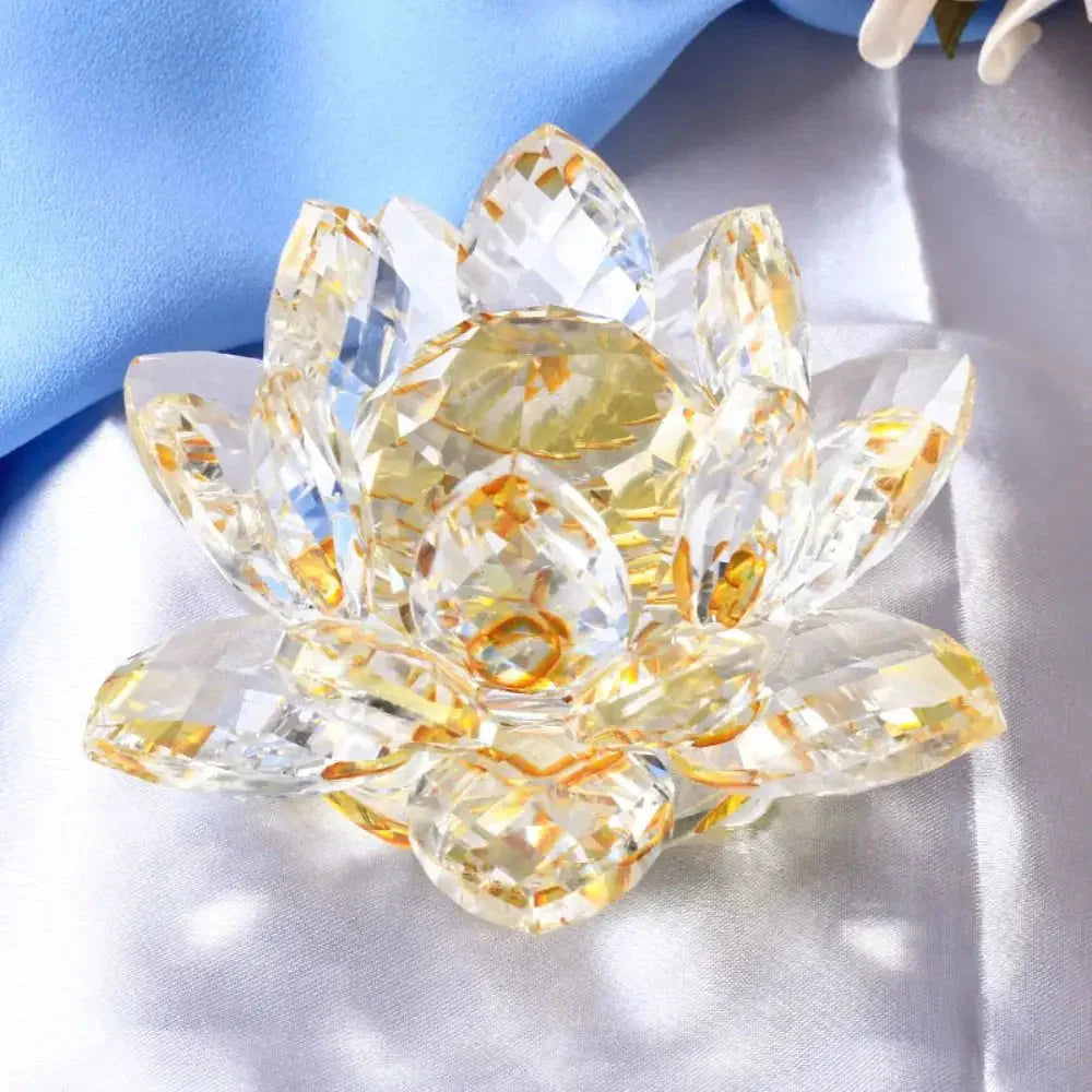 Skorter | Crystal Lotus Flower Figurine Home Wedding Decoration Glass Art Collection Paperweight Office Table Ornaments Souvenir Gifts