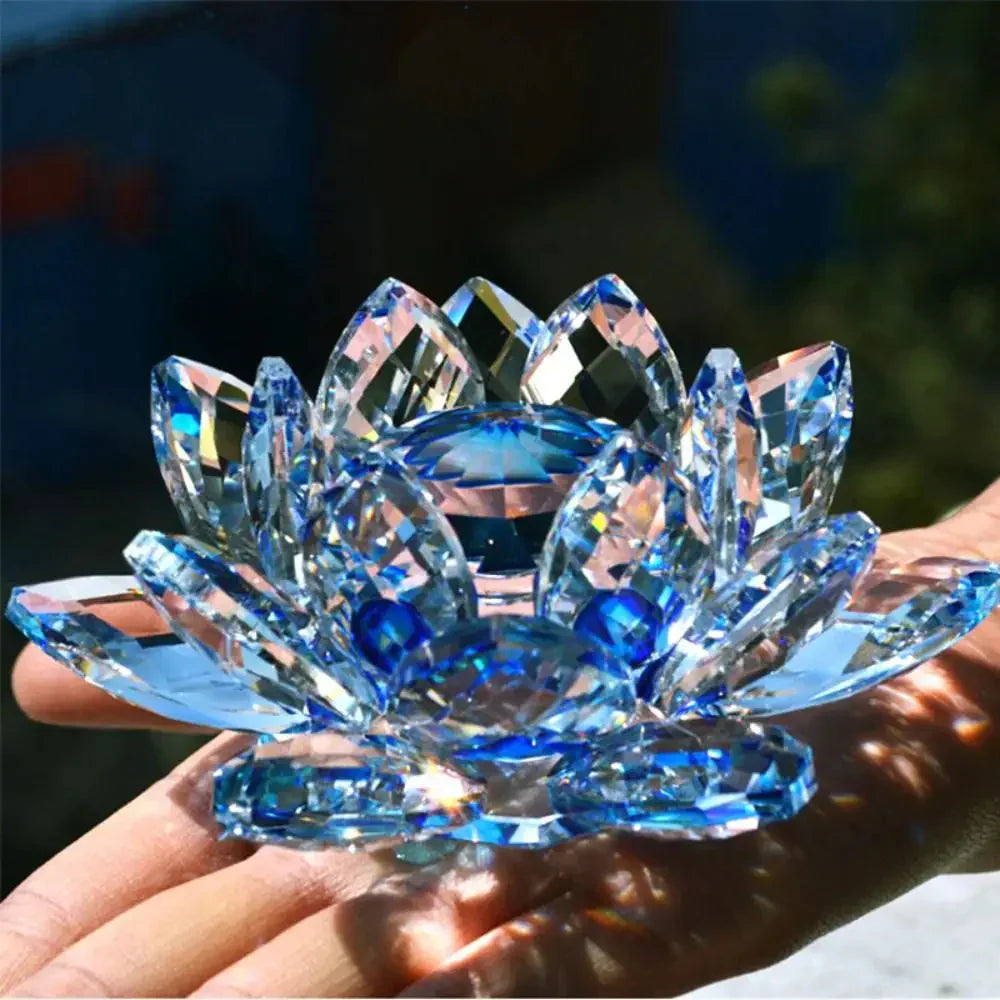 Skorter | Crystal Lotus Flower Figurine Home Wedding Decoration Glass Art Collection Paperweight Office Table Ornaments Souvenir Gifts