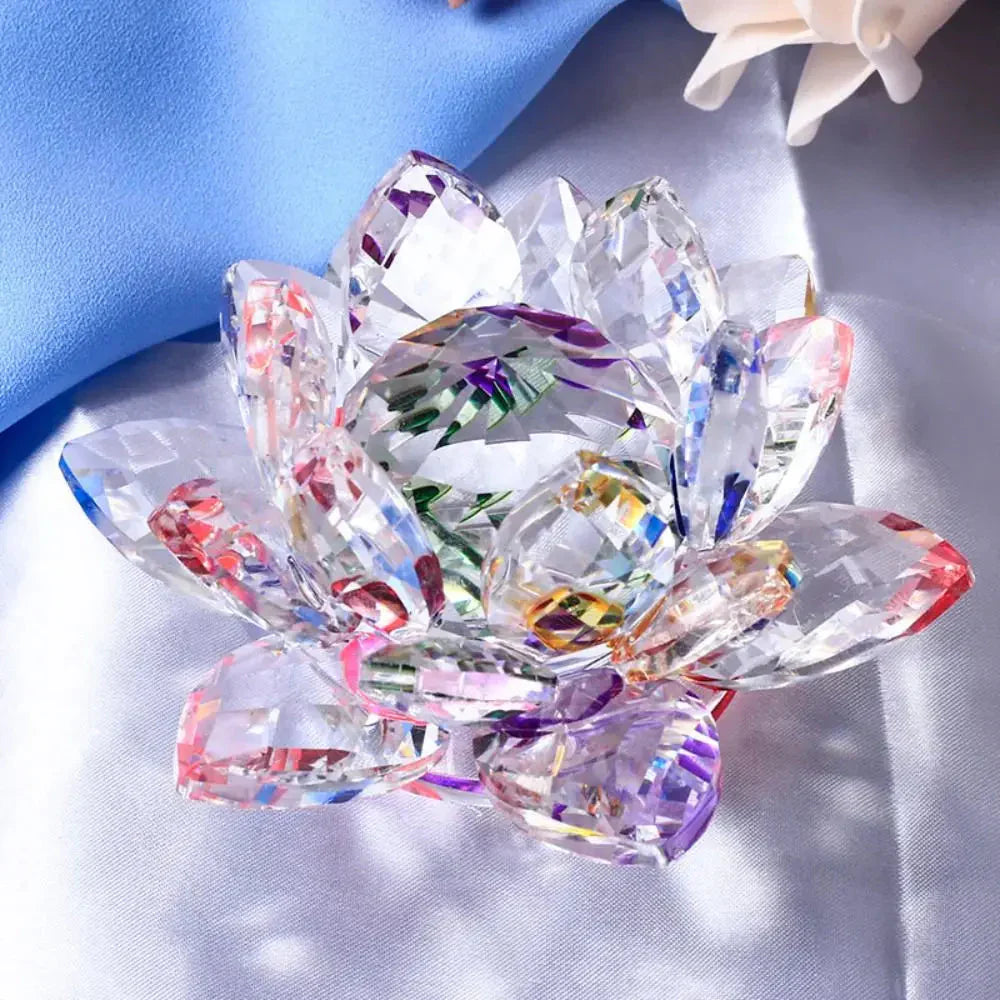 Skorter | Crystal Lotus Flower Figurine Home Wedding Decoration Glass Art Collection Paperweight Office Table Ornaments Souvenir Gifts