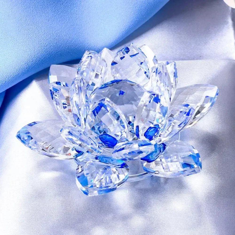 Skorter | Crystal Lotus Flower Figurine Home Wedding Decoration Glass Art Collection Paperweight Office Table Ornaments Souvenir Gifts