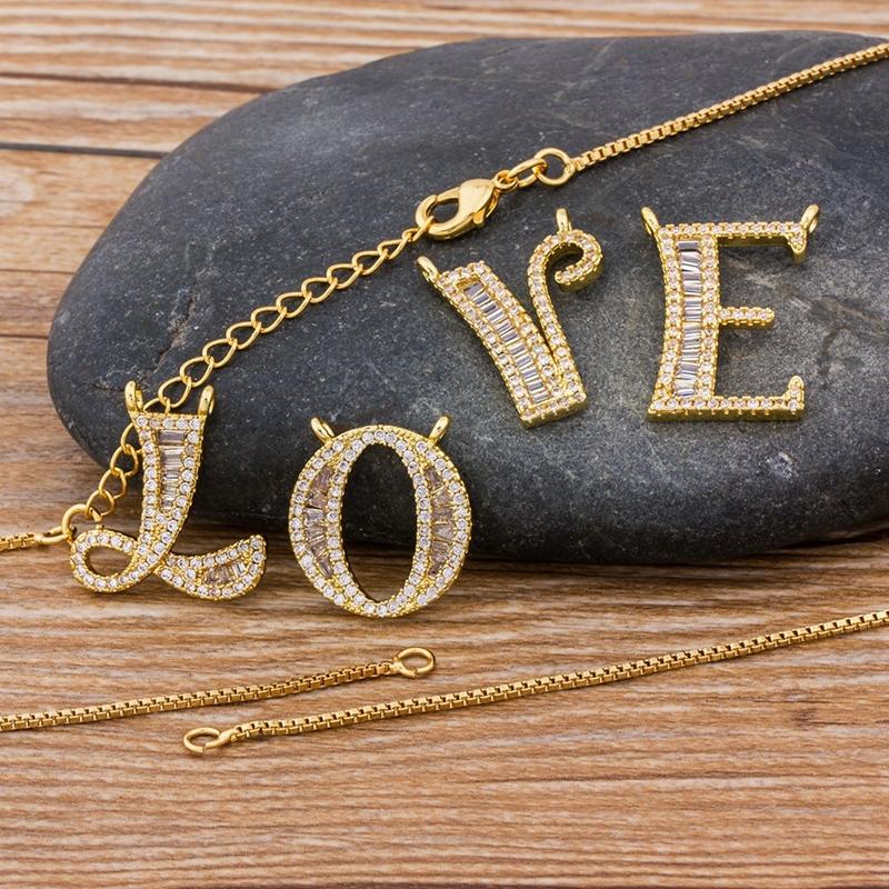 Skorter | Customized Zircon Filled A-Z Initial Letter Necklace