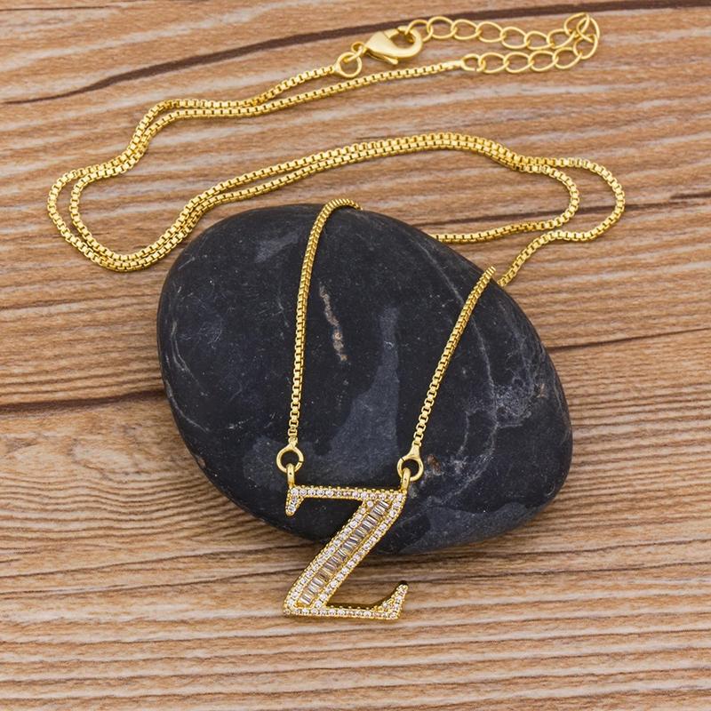 Skorter | Customized Zircon Filled A-Z Initial Letter Necklace
