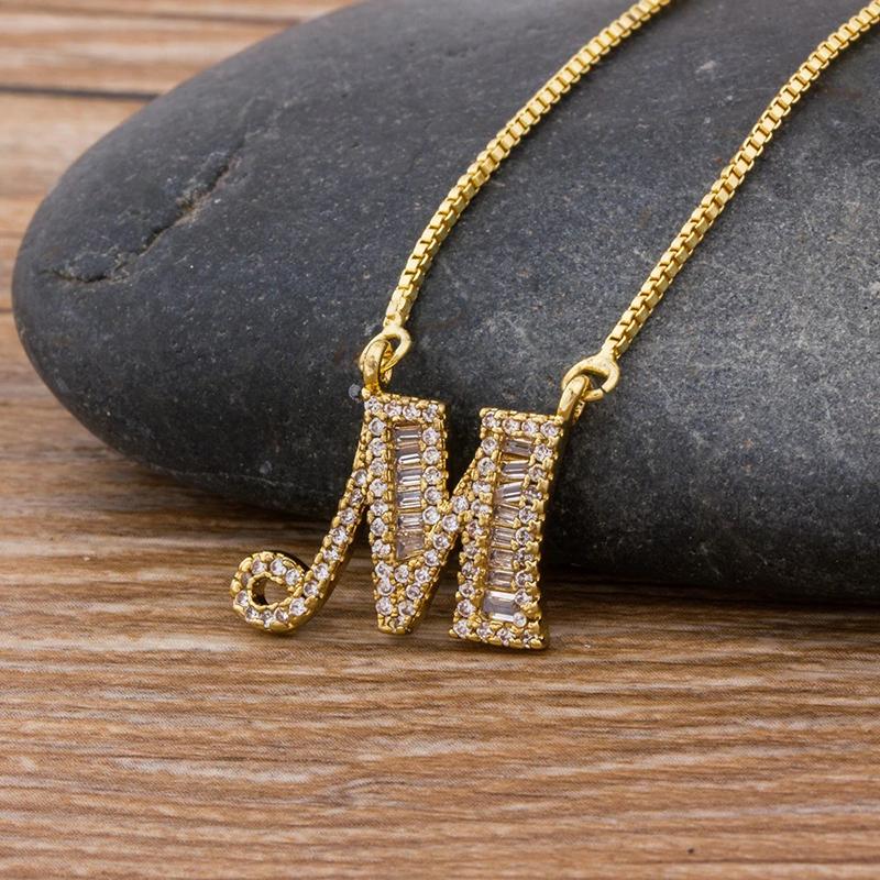 Skorter | Customized Zircon Filled A-Z Initial Letter Necklace