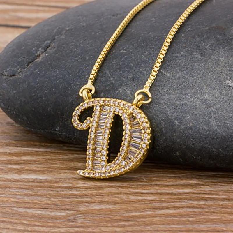 Skorter | Customized Zircon Filled A-Z Initial Letter Necklace