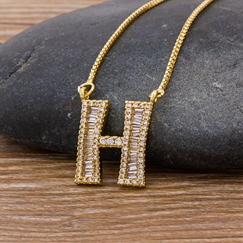 Skorter | Customized Zircon Filled A-Z Initial Letter Necklace