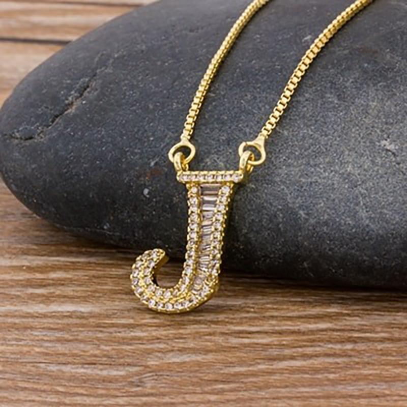 Skorter | Customized Zircon Filled A-Z Initial Letter Necklace