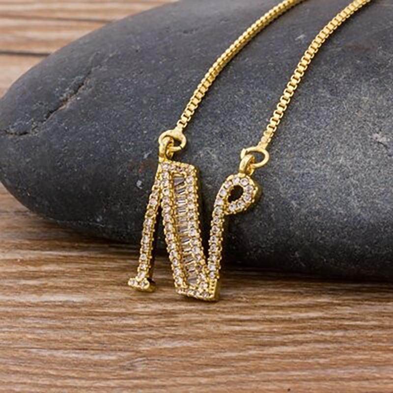 Skorter | Customized Zircon Filled A-Z Initial Letter Necklace
