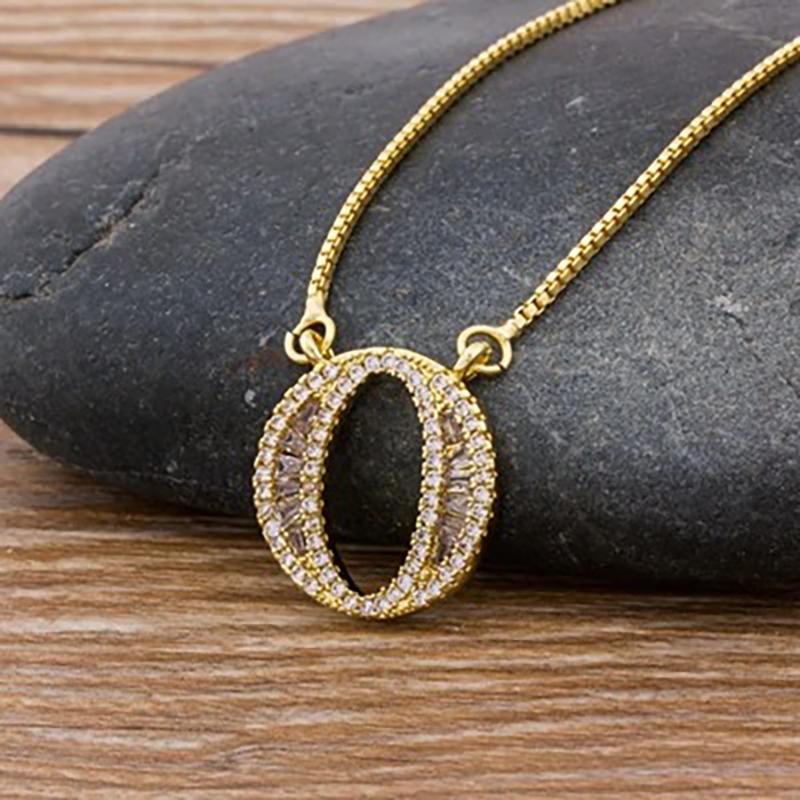 Skorter | Customized Zircon Filled A-Z Initial Letter Necklace