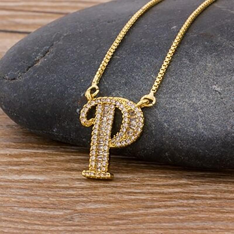 Skorter | Customized Zircon Filled A-Z Initial Letter Necklace