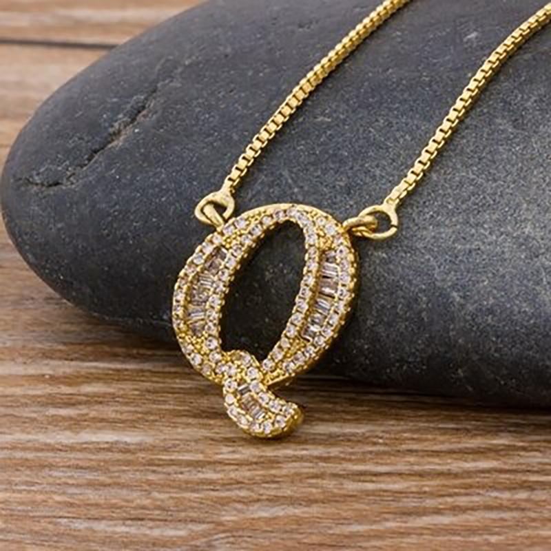 Skorter | Customized Zircon Filled A-Z Initial Letter Necklace
