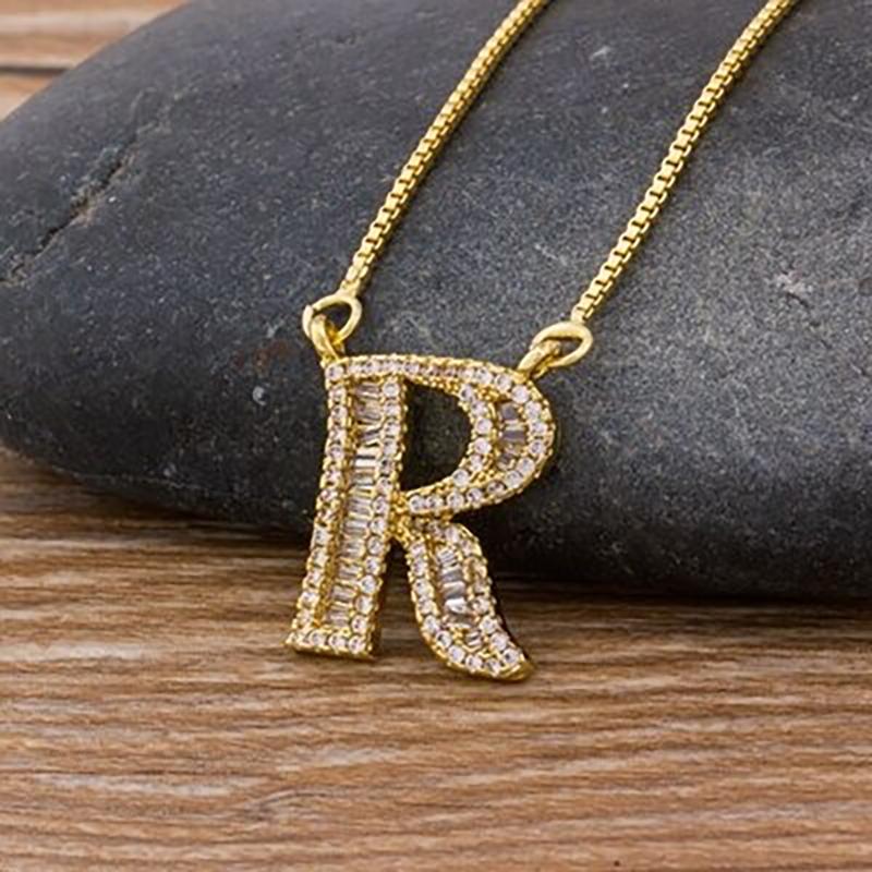 Skorter | Customized Zircon Filled A-Z Initial Letter Necklace