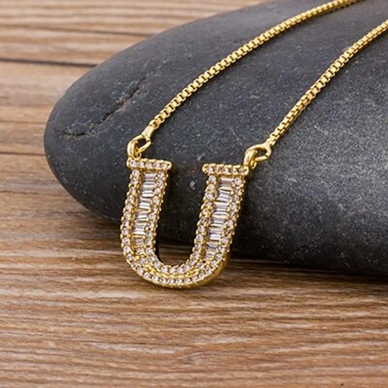 Skorter | Customized Zircon Filled A-Z Initial Letter Necklace
