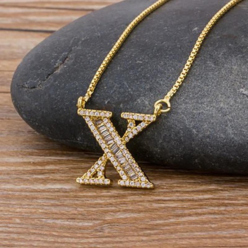 Skorter | Customized Zircon Filled A-Z Initial Letter Necklace
