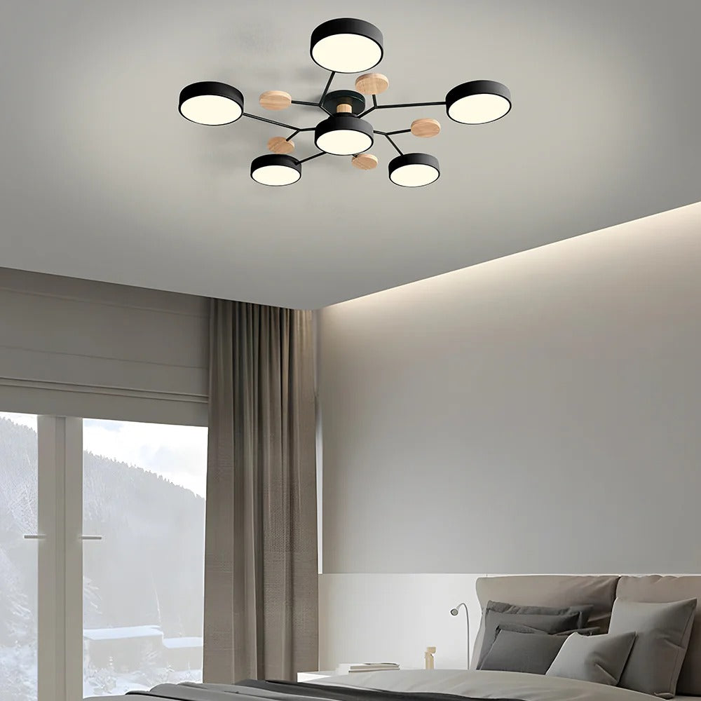 Skorter | Contemporary Round Iron LED Chandelier | Energy-Efficient. Stylish Lighting for Living Rooms. Dining Areas & Entryways