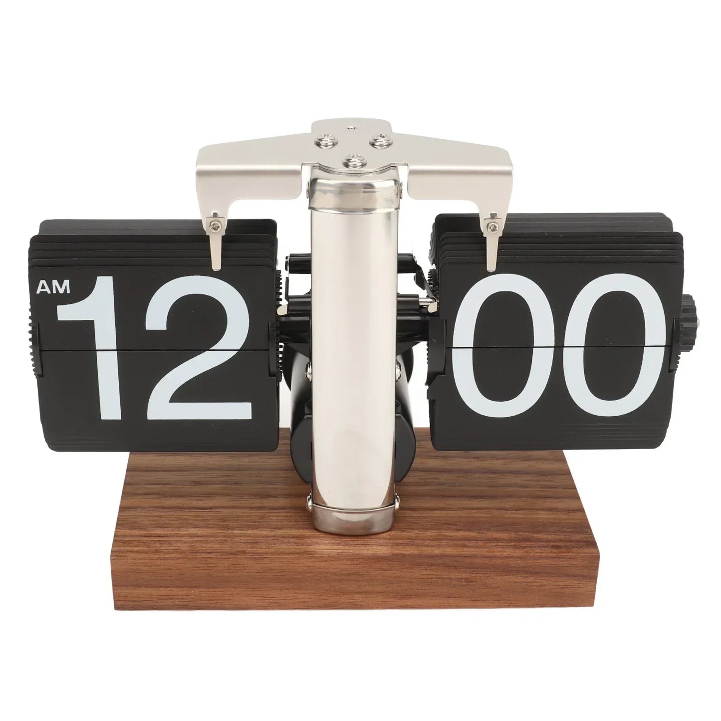 Skorter | Silvara – Vintage Flip Down Clock in Walnut Wood | Retro Mechanical Design
