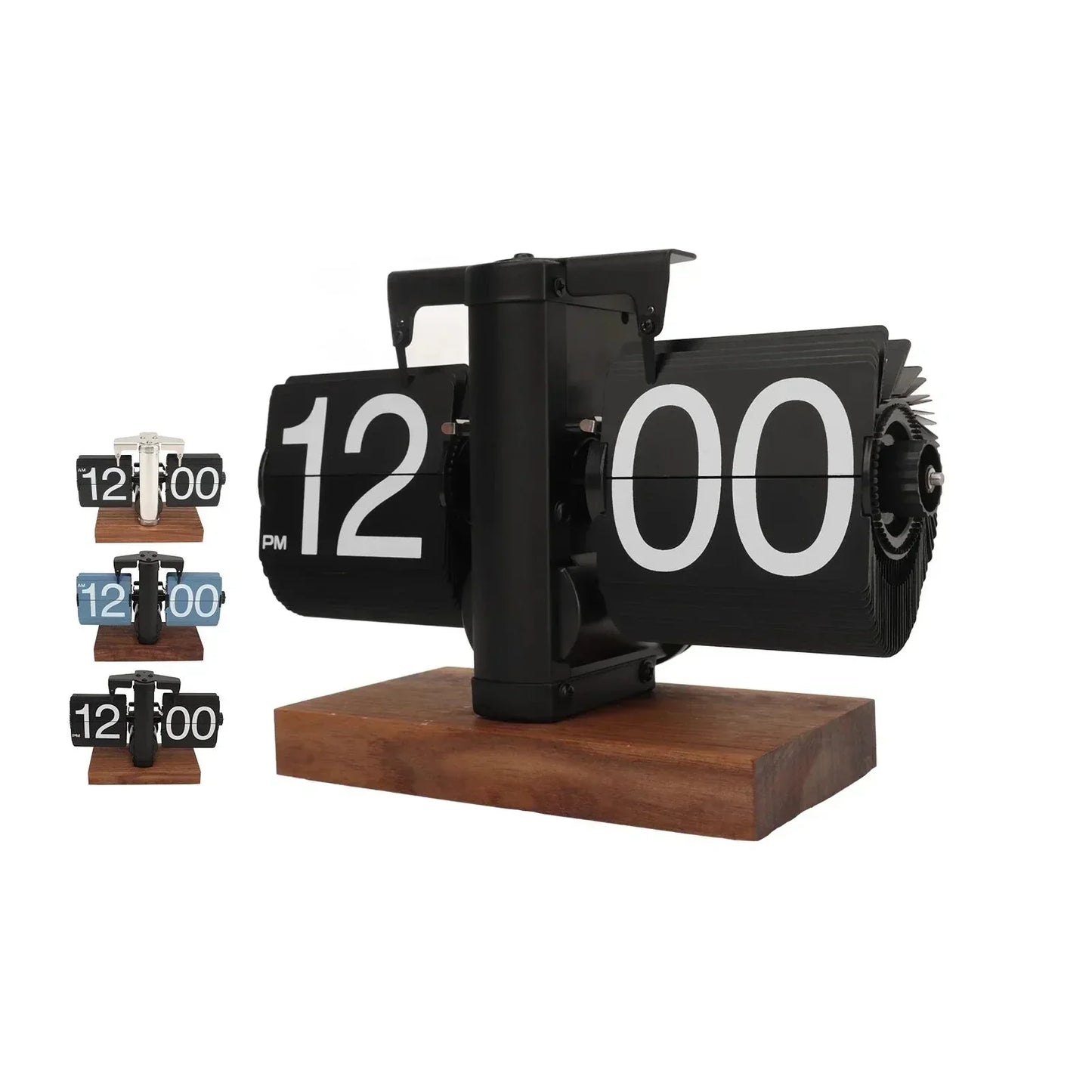 Skorter | Silvara – Vintage Flip Down Clock in Walnut Wood | Retro Mechanical Design