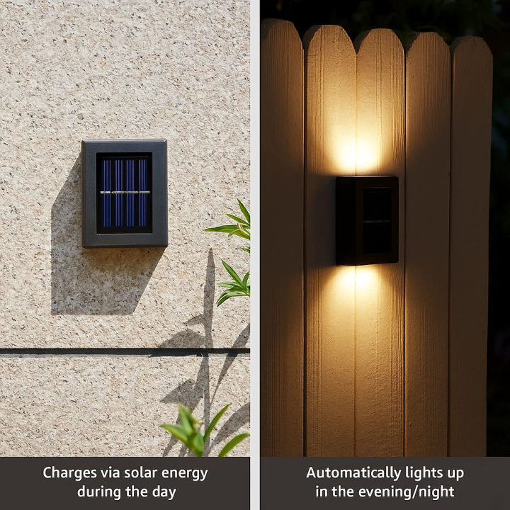Skorter | Solar-Powered LED Wall Lights | Weatherproof, Automatic Operation & Ideal for Garden and Driveway Illumination