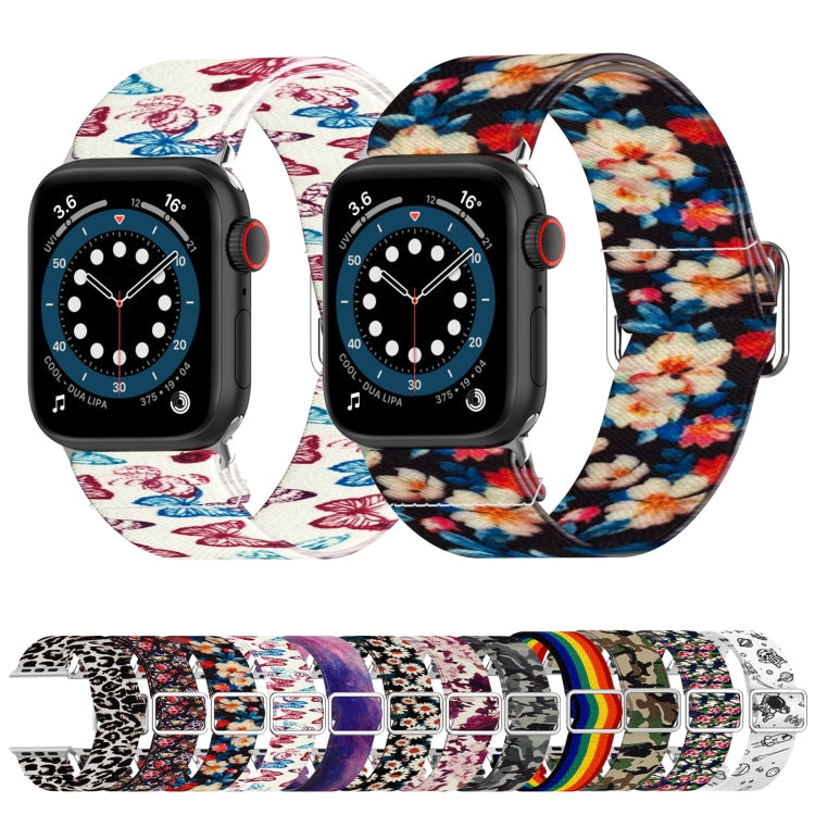 Skorter | Adjustable Elastic Printed Watch Strap for Apple Watch Ultra 49mm & Watch Ultra 2 49mm / Series 9 & 8 & 7 45mm / SE 3 & SE 2 & 6 & SE & 5 & 4 44mm / 3 & 2 & 1 42mm (Peony)
