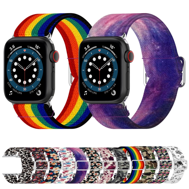 Skorter | Adjustable elastic printed watch strap for Apple Watch Series 9&8&7 41mm / SE 3&SE 2&6&SE&5&4 40mm / 3&2&1 38mm (Camouflage Green)