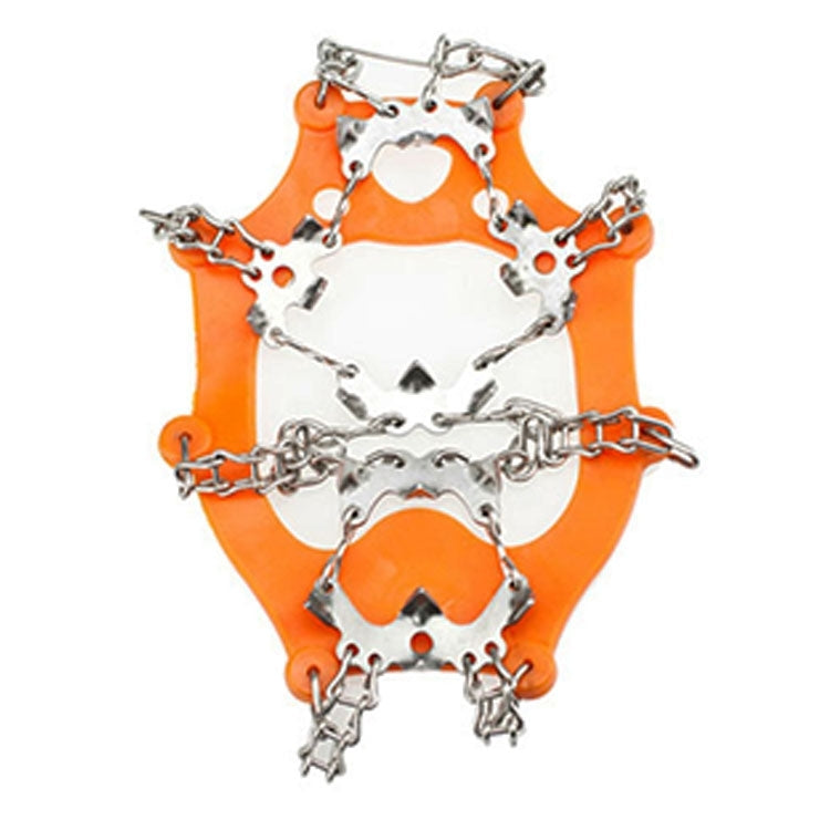 Skorter | 1 Pair 19 Teeth Anti-Slip Ice Gripper Hiking Climbing Chain Shoes Covers, Size:L(Orange)