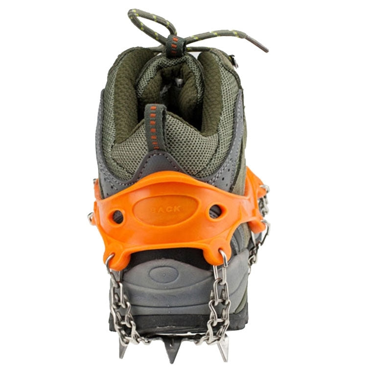 Skorter | 1 Pair 19 Teeth Anti-Slip Ice Gripper Hiking Climbing Chain Shoes Covers, Size:L(Orange)