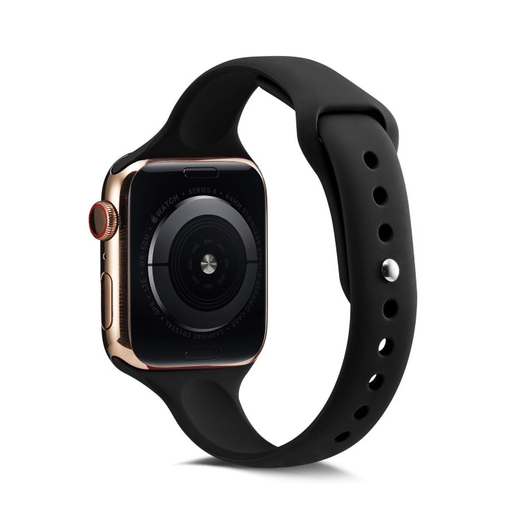 Skorter | For Apple Watch 5/4 44 mm & 3/2/1 42 mm Thin Silicone Band (Black)