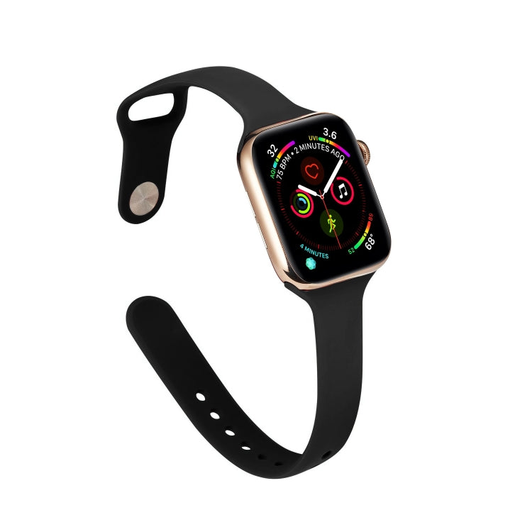 Skorter | For Apple Watch 5/4 44 mm & 3/2/1 42 mm Thin Silicone Band (Black)