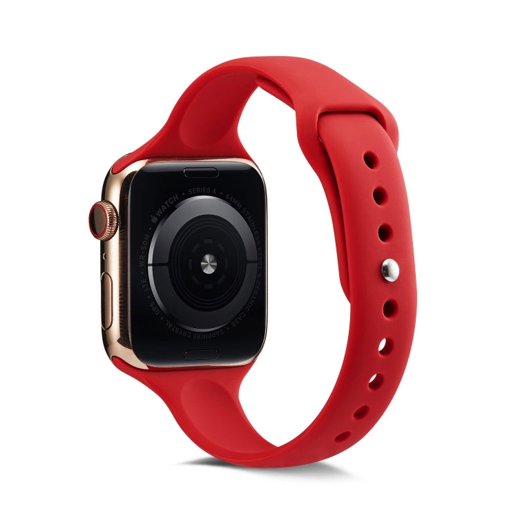 Skorter | For Apple Watch 5/4 44mm & 3/2/1 42mm Thin Silicone Watch Band (Camellia Red)