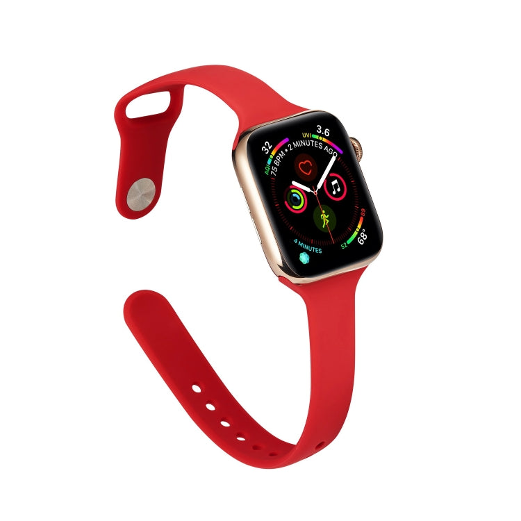 Skorter | For Apple Watch 5/4 44mm & 3/2/1 42mm Thin Silicone Watch Band (Camellia Red)