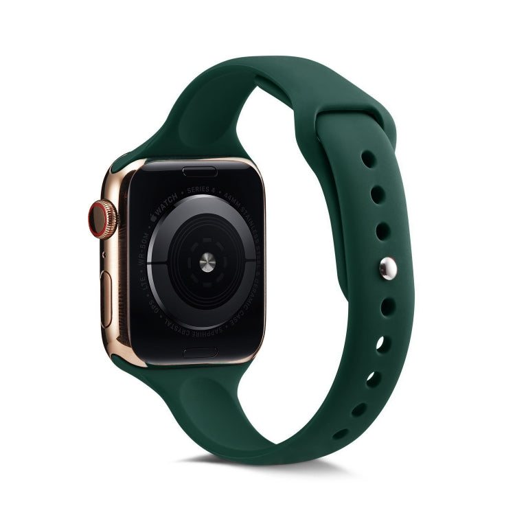 Skorter | For Apple Watch 5/4 44mm & 3/2/1 42mm Thin Silicone Watch Band (Dark Green)