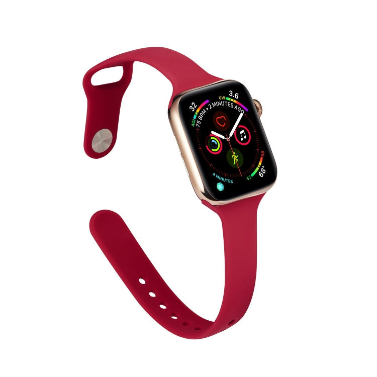 Skorter | For Apple Watch 5/4 40mm & 3/2/1 38mm Thin Silicone Watch Strap (Rose Red)
