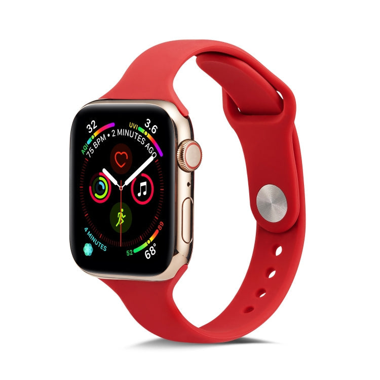 Skorter | For Apple Watch 5/4 40mm & 3/2/1 38mm Thin Silicone Watch Band (Camelia Red)