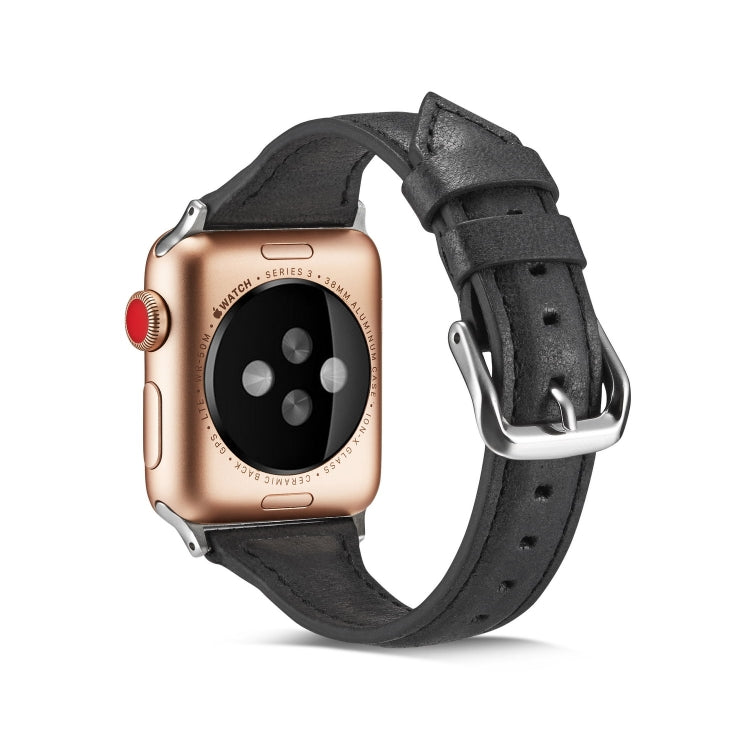 Skorter | For Apple Watch 5/4 44mm & 3/2/1 42mm Thin Leather Strap (Black)
