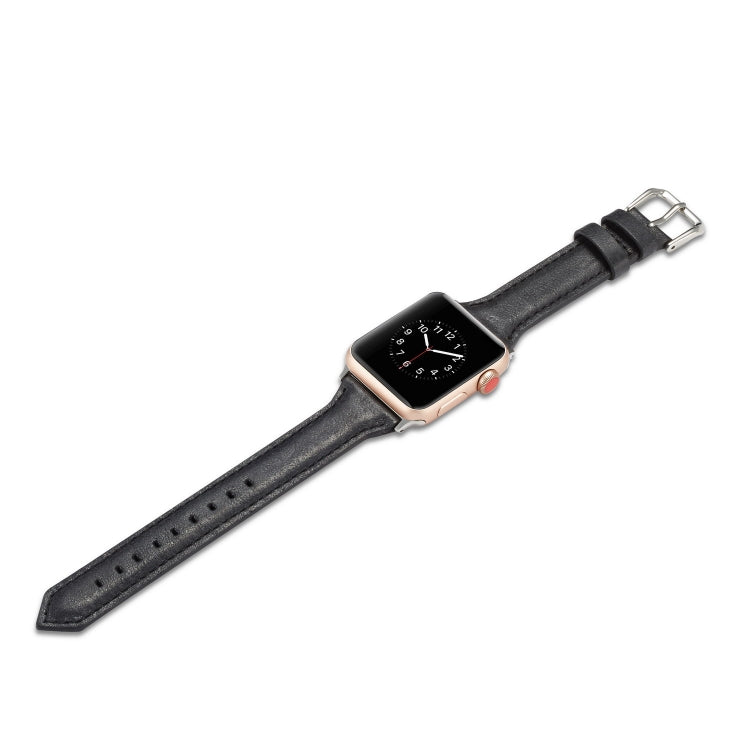 Skorter | For Apple Watch 5/4 44mm & 3/2/1 42mm Thin Leather Strap (Black)