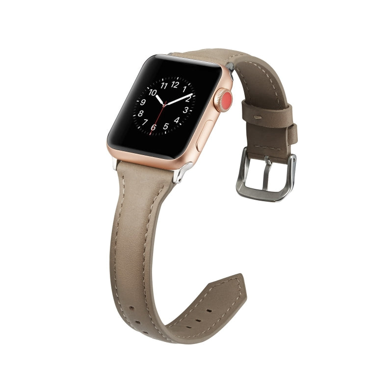 Skorter | For Apple Watch 5/4 44mm & 3/2/1 42mm Slim Leather Band (Gray)