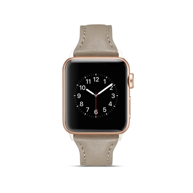 Skorter | For Apple Watch 5/4 44mm & 3/2/1 42mm Slim Leather Band (Gray)