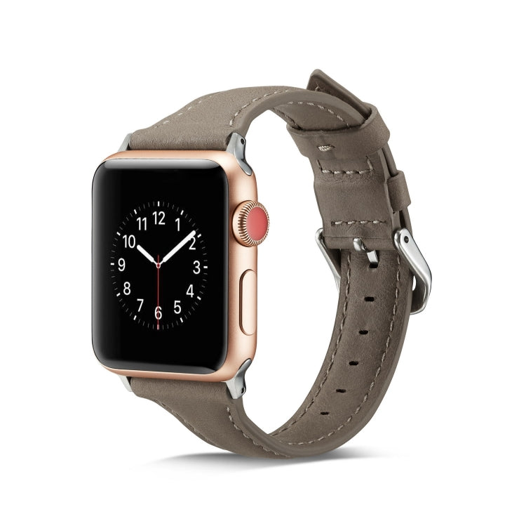 Skorter | For Apple Watch 5/4 44mm & 3/2/1 42mm Slim Leather Band (Gray)