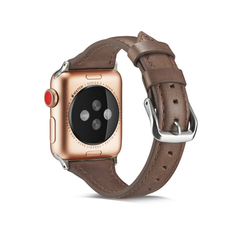 Skorter | For Apple Watch 5/4 44mm & 3/2/1 42mm Thin Leather Strap (Coffee)