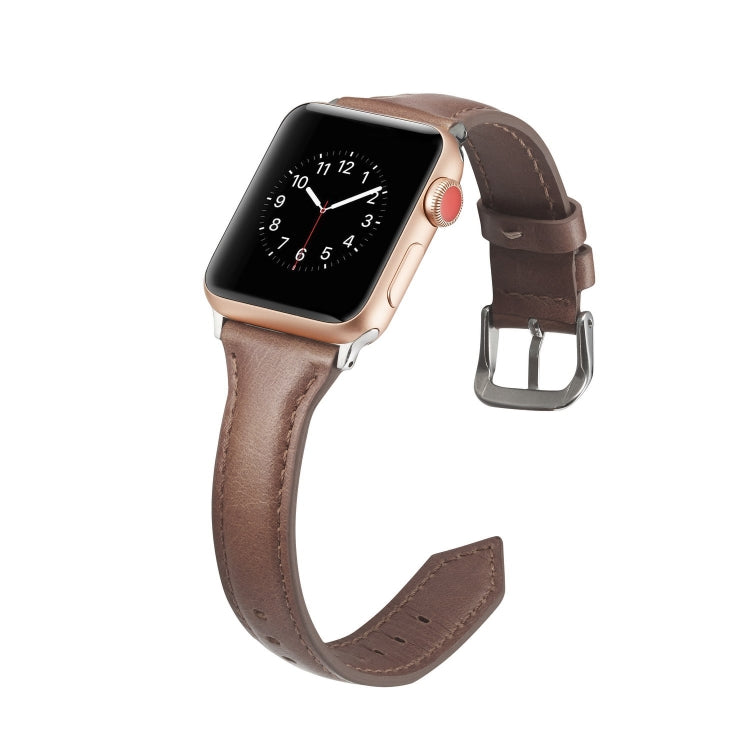 Skorter | For Apple Watch 5/4 44mm & 3/2/1 42mm Thin Leather Strap (Coffee)