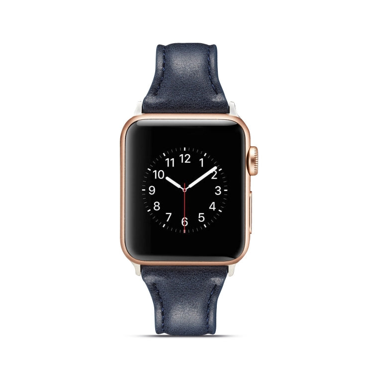 Skorter | For Apple Watch 5/4 44mm & 3/2/1 42mm Thin Leather Watch Strap (Blue)