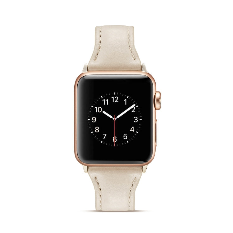 Skorter | For Apple Watch 5/4 44mm & 3/2/1 42mm Thin Leather Strap (Creamy White)