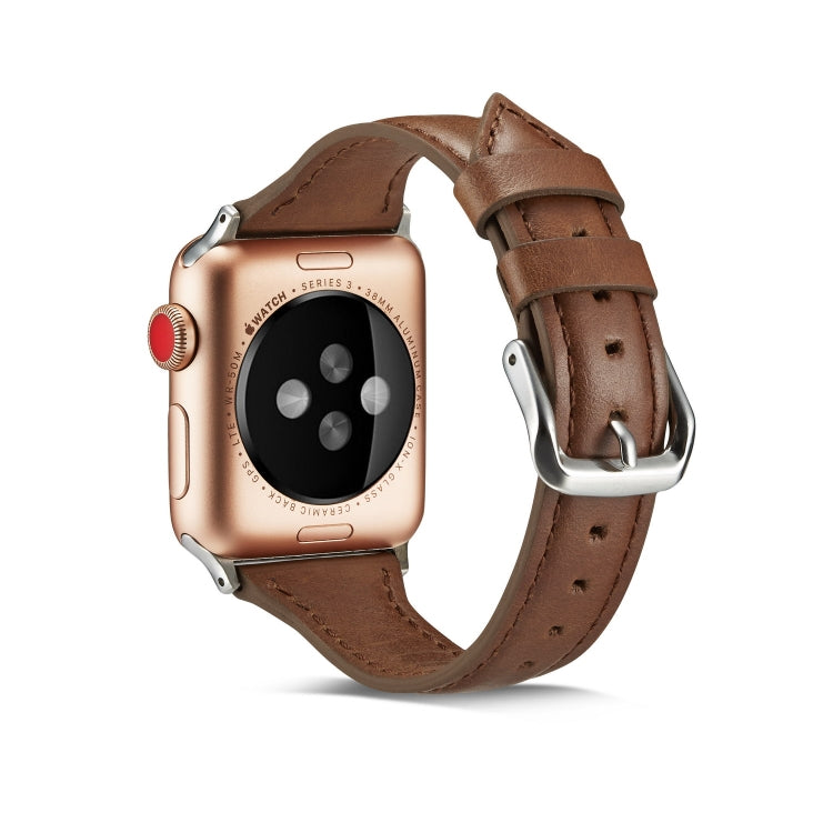 Skorter | For Apple Watch 5/4 44mm & 3/2/1 42mm Thin Leather Strap (Dark Brown)