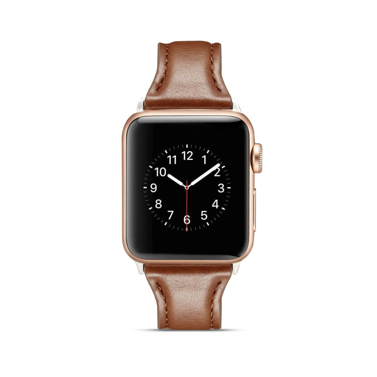 Skorter | For Apple Watch 5/4 44mm & 3/2/1 42mm Thin Leather Strap (Dark Brown)