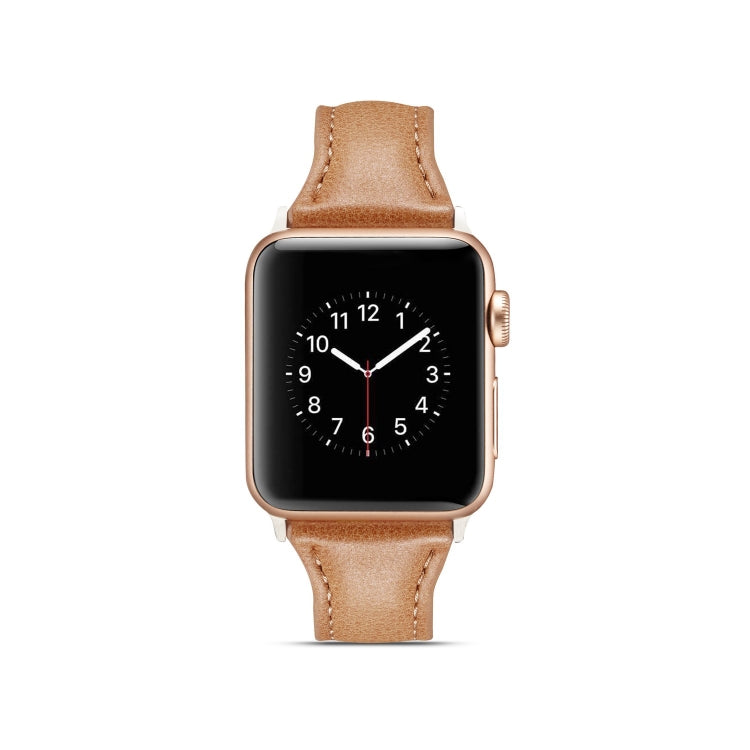 Skorter | For Apple Watch 5/4 44mm & 3/2/1 42mm Thin Leather Watch Strap (Brown)