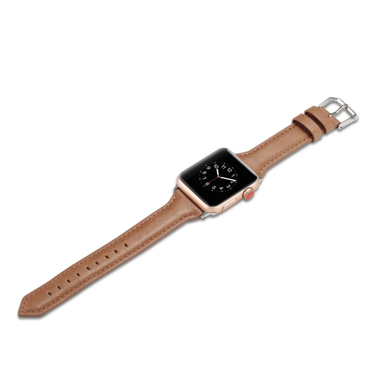 Skorter | For Apple Watch 5/4 44mm & 3/2/1 42mm Thin Leather Watch Strap (Brown)