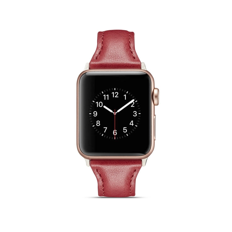 Skorter | For Apple Watch 5/4 40mm & 3/2/1 38mm Thin Leather Watch Band (Red)