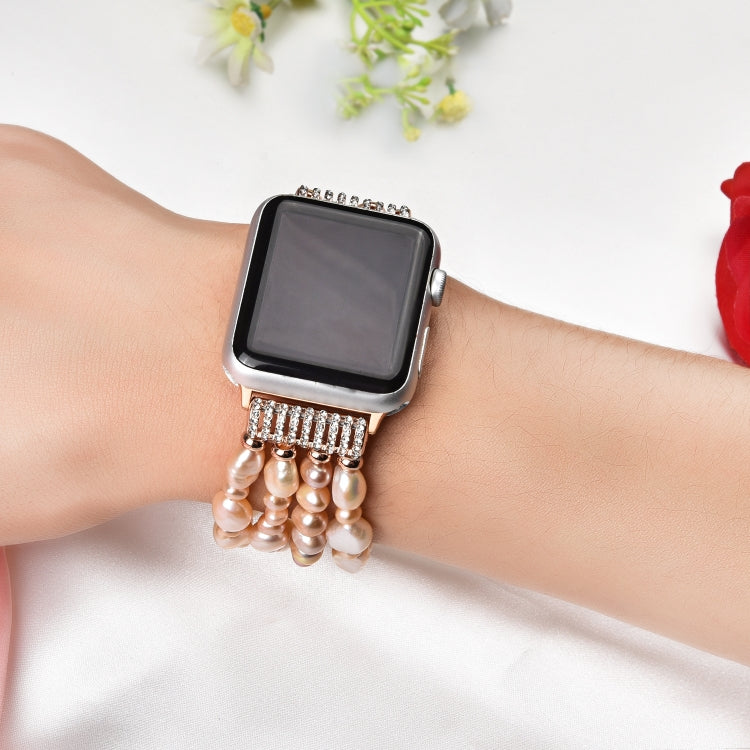 Skorter | For Apple Watch 5 & 4 40mm / 3 & 2 & 1 38mm Pearl Crystal Bracelet (Natural Pearl)