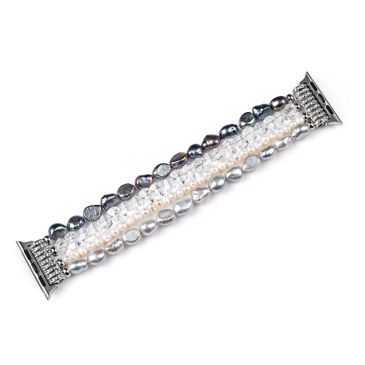 Skorter | For Apple Watch 5 & 4 40mm / 3 & 2 & 1 38mm Pearl Crystal Watch Band (Pearl + White Crystal)