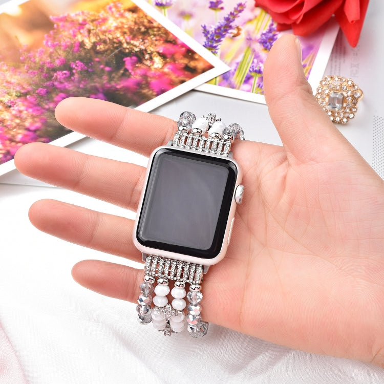 Skorter | For Apple Watch 5 & 4 40mm / 3 & 2 & 1 38mm Pearl Crystal Watch Band (Crystal Porcelain White)