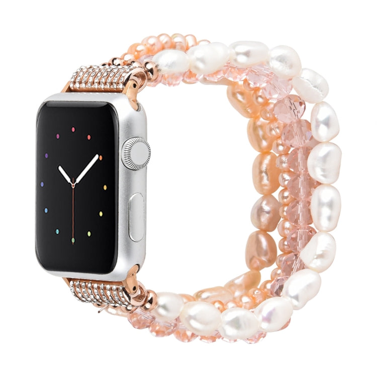 Skorter | For Apple Watch 5 & 4 44mm / 3 & 2 & 1 42mm Pearl Crystal Bracelet (Pearl + Pink Crystal)